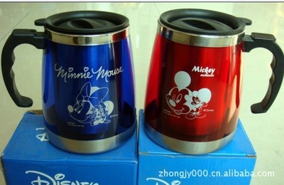 【光面雙層保溫杯 可印字保溫杯 米奇保溫杯 促銷廣告禮品定制】價格,廠家,圖片,保溫杯、保溫桶,長沙欣茂文化傳播禮品部-